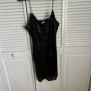 Vintage Black Sequin Mini Dress